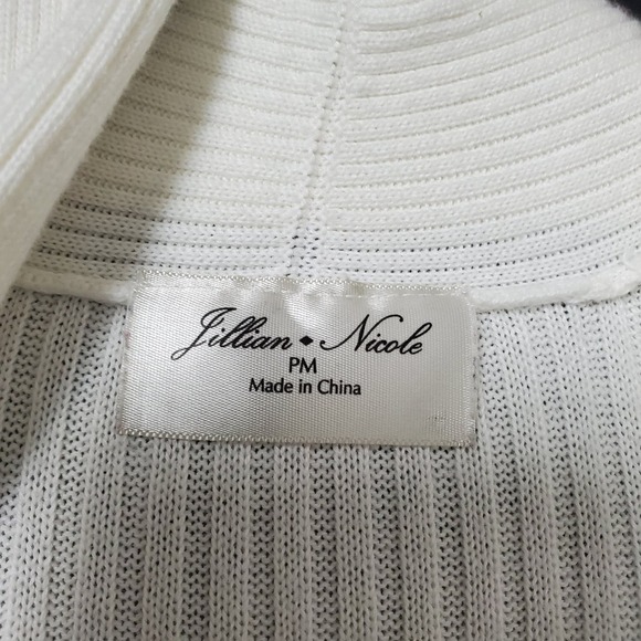 Jillian Nicole Ribbed Open Cardigan Cream Sweater Size Petite Medium - Picture 3 of 7